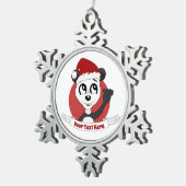 Christmas cartoon with cute panda bear snowflake p スノーフレークピューターオーナメント (右)