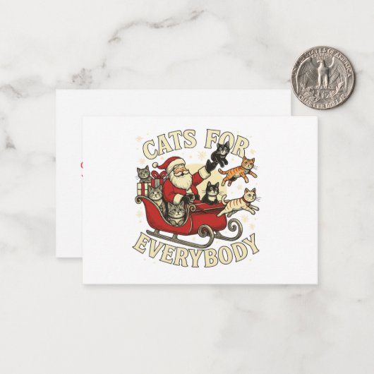 Christmas Cat ノートカード (正面/裏面インサイチュ)