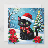 Christmas Cat and Two Photo Template Holiday シーズンカード (正面)