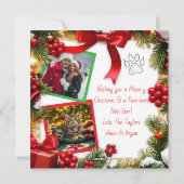 Christmas Cat and Two Photo Template Holiday シーズンカード (裏面)