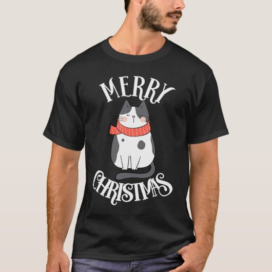 Christmas Cat Annoyed  Santa Hat & X mas Light Cat Tシャツ (正面)