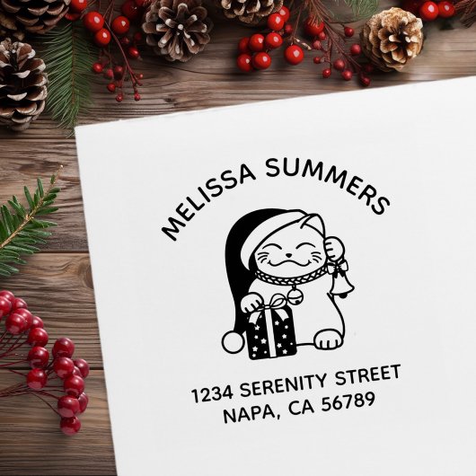 Christmas Cat Arch Address ラバースタンプ