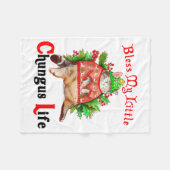 Christmas Cat Bless My Little Funny Cat Life Cat M フリースブランケット (正面(横))