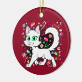 Christmas Cat Ceramic Ornament (Red) セラミックオーナメント (左)