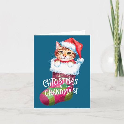 Christmas Cat _ Christmas At Grandma Cat _ Cute Ca カード (正面)