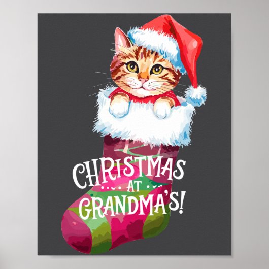 Christmas Cat _ Christmas At Grandma Cat _ Cute Ca ポスター (正面)