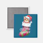 Christmas Cat _ Christmas At Grandma Cat _ Cute Ca マグネット (正面/裏面)