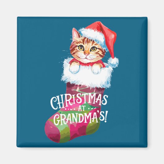 Christmas Cat _ Christmas At Grandma Cat _ Cute Ca マグネット (正面)
