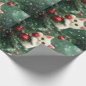 Christmas Cat Climbing Xmas Tree ラッピングペーパー (角)