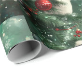 Christmas Cat Climbing Xmas Tree ラッピングペーパー (ロールコーナー)