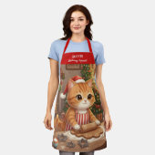 Christmas Cat Holiday Baking Apron エプロン (着用した状態)