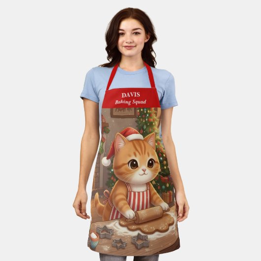 Christmas Cat Holiday Baking Apron エプロン (着用した状態)