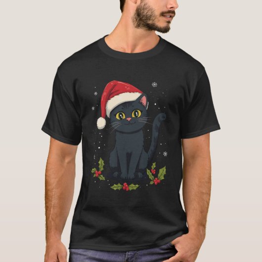 Christmas Cat Holiday T-Shirt Tシャツ (正面)