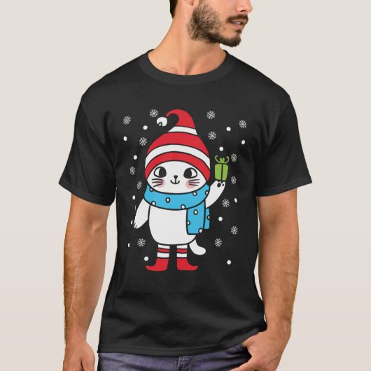 Christmas Cat in a Hat Winter Kittens  Xmas Holida Tシャツ (正面)