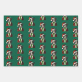 Christmas Cat in Santa Claus Coat Sweater Hat ラッピングペーパーシート (正面)