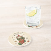 Christmas Cat in Stocking コースター (側面)