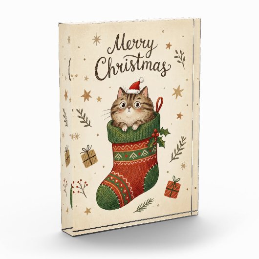 Christmas Cat in Stocking フォトブロック (左)