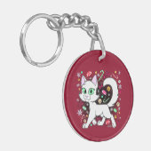 Christmas Cat Keychain (Red) キーホルダー (正面左)