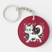 Christmas Cat Keychain (Red) キーホルダー (正面)