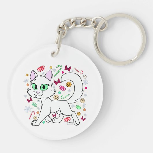 Christmas Cat Keychain (White) キーホルダー (裏面)