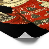 Christmas Cat Likes Cute Cat Drinking Wine With Sa ポスター (角)