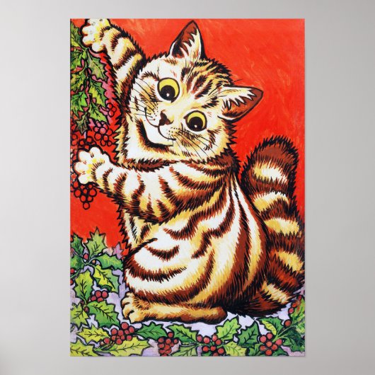 Christmas Cat, Louis Wain ポスター (正面)
