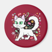 Christmas Cat Magnet (Red) マグネット (正面)