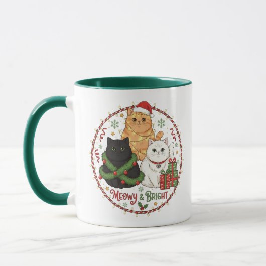 Christmas Cat Mug - Festive Holiday Coffee Cup マグカップ (左)