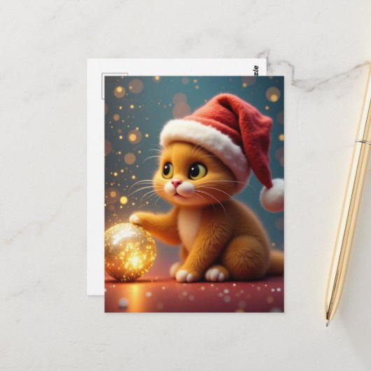 Christmas Cat Postcard ポストカード (正面/裏面インサイチュ)