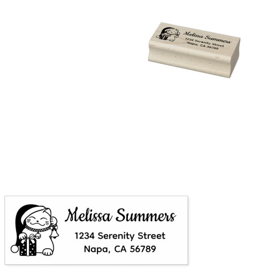 Christmas Cat Return Address ラバースタンプ (押印)