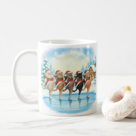 Christmas Cat Skaters, Glass Coaster コーヒーマグカップ