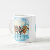 Christmas Cat Skaters, Glass Coaster コーヒーマグカップ (正面左)