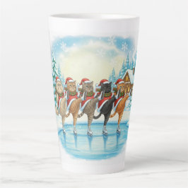 Christmas Cat Skaters, Latte Mug カフェラテマグ