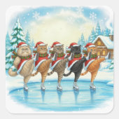 Christmas Cat Skaters, Stickers スクエアシール (正面)