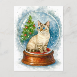 Christmas Cat Snow Globe Postcard シーズンポストカード