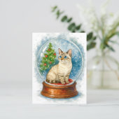 Christmas Cat Snow Globe Postcard シーズンポストカード (スタンド正面)