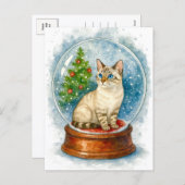 Christmas Cat Snow Globe Postcard シーズンポストカード (正面/裏面)