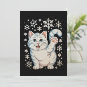 Christmas Cat Snowflakes Kitten Snow Holiday シーズンカード (スタンド正面)