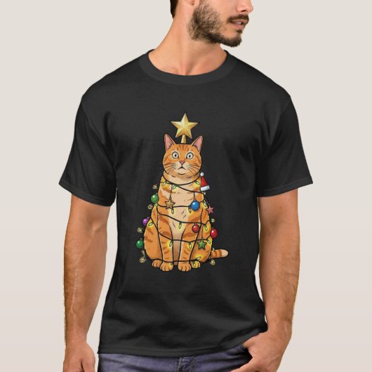 Christmas Cat Stack T-Shirt - Funny Holiday Cats Tシャツ (正面)