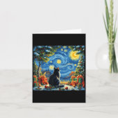 Christmas Cat Starry Night Van Gogh Santa Winter G カード (正面)
