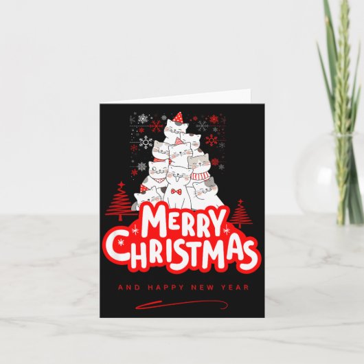Christmas Cat Tee – Festive Kitty Holiday Art  カード (正面)