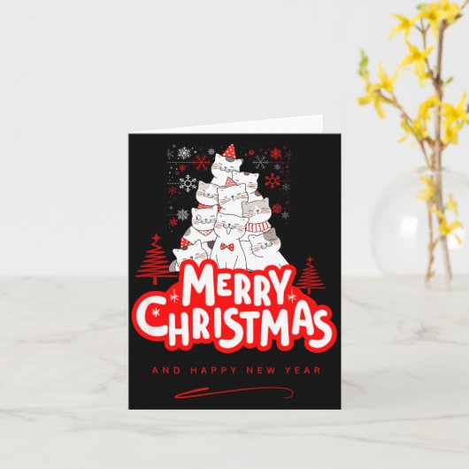 Christmas Cat Tee – Festive Kitty Holiday Art  カード (黄色い花)