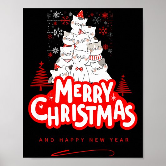 Christmas Cat Tee – Festive Kitty Holiday Art  ポスター (正面)