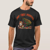 Christmas cat tree fainted down ornaments broken f tシャツ (正面)