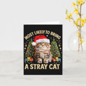 Christmas Cat With Santa Hat Holiday Funny Xmas Pa カード (黄色い花)