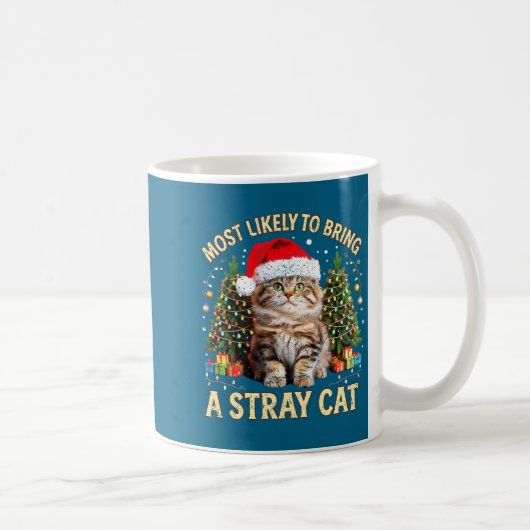 Christmas Cat With Santa Hat Holiday Funny Xmas Pa コーヒーマグカップ (右)