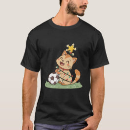 Christmas Cat with Soccer Ball Tシャツ