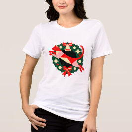 Christmas Cat Wreath Shirt トライブレンドＴシャツ