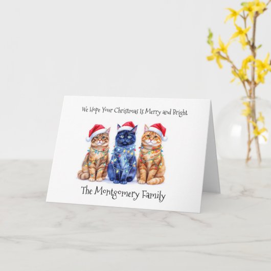 Christmas Cats カード (黄色い花)