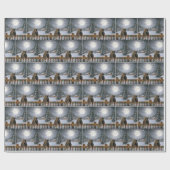 Christmas Cats Embracing On a Snowy Fence ラッピングペーパー (フラット)